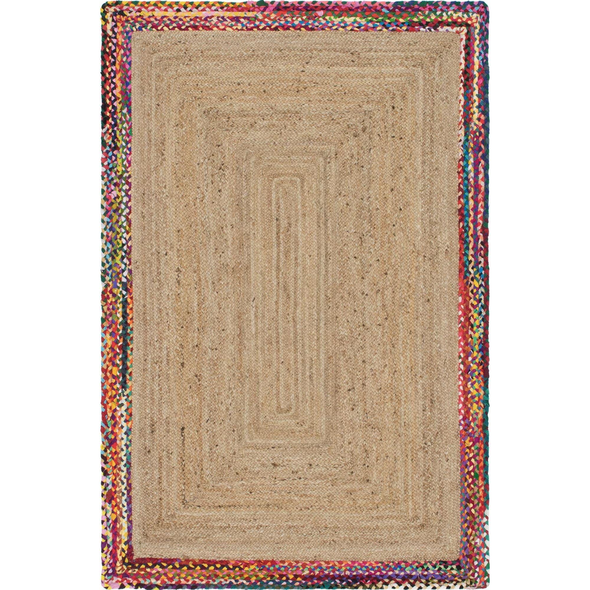 Handmade Blue and Brown Braided Jute 5' x 8' Area Rug