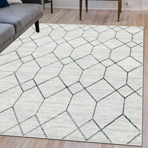 Unique Loom 8' 0 x 10' 0 White Matrix Trellis Deco Area Rug