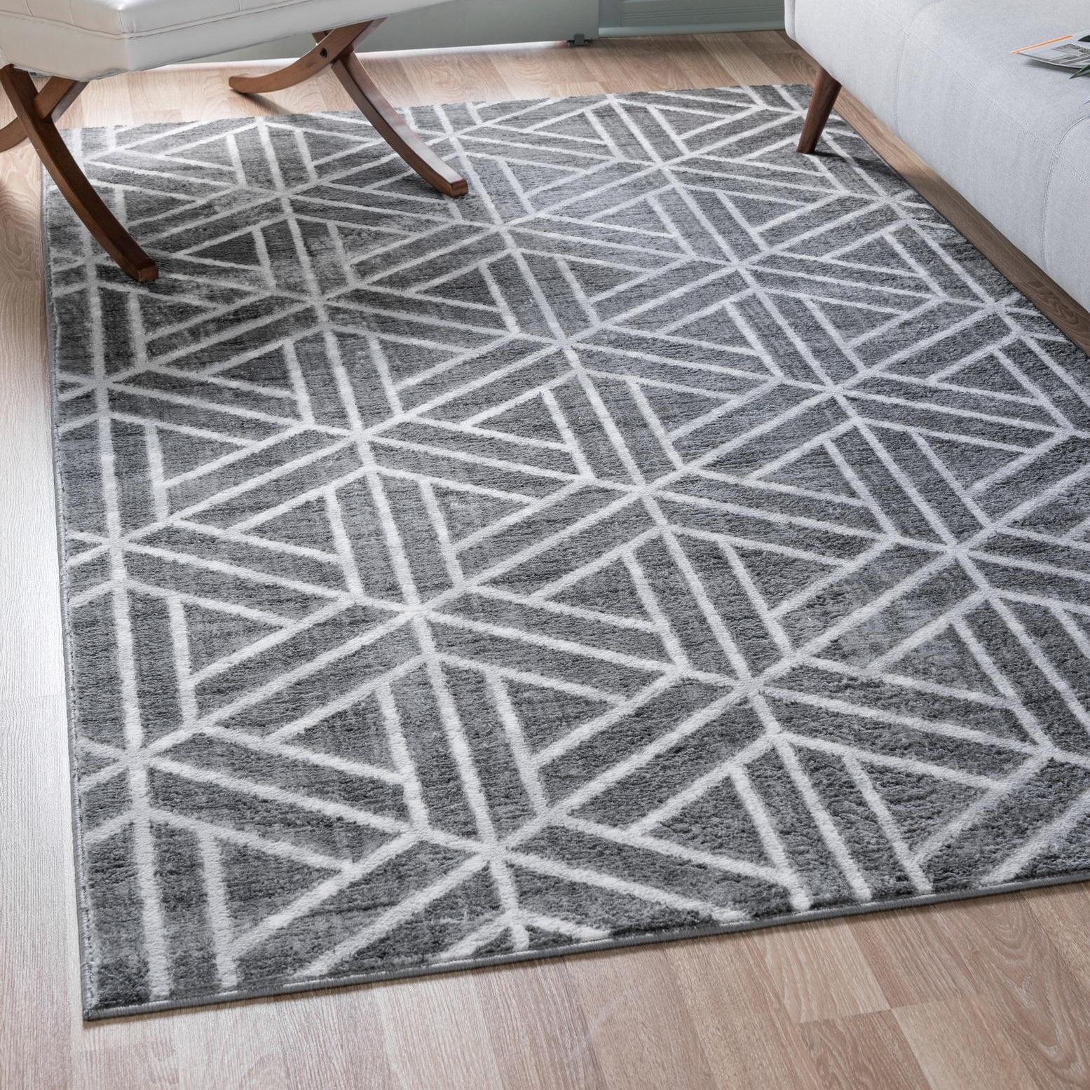 Unique Loom Matrix Trellis Collection Area Rug - Motif (9' 10" x 14' 1" Rectangle Gray/Ivory)