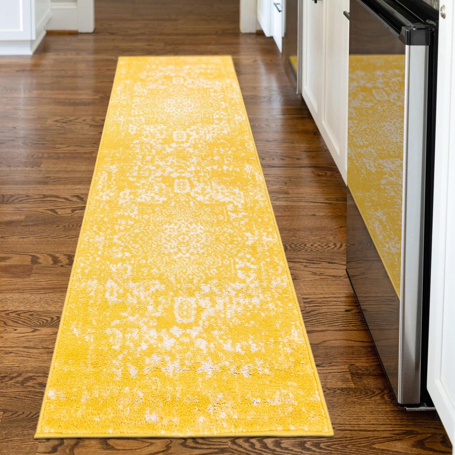 Unique Loom Richmond Collection Area Rug - Medallion (2' x 6' Runner Yellow/Ivory)