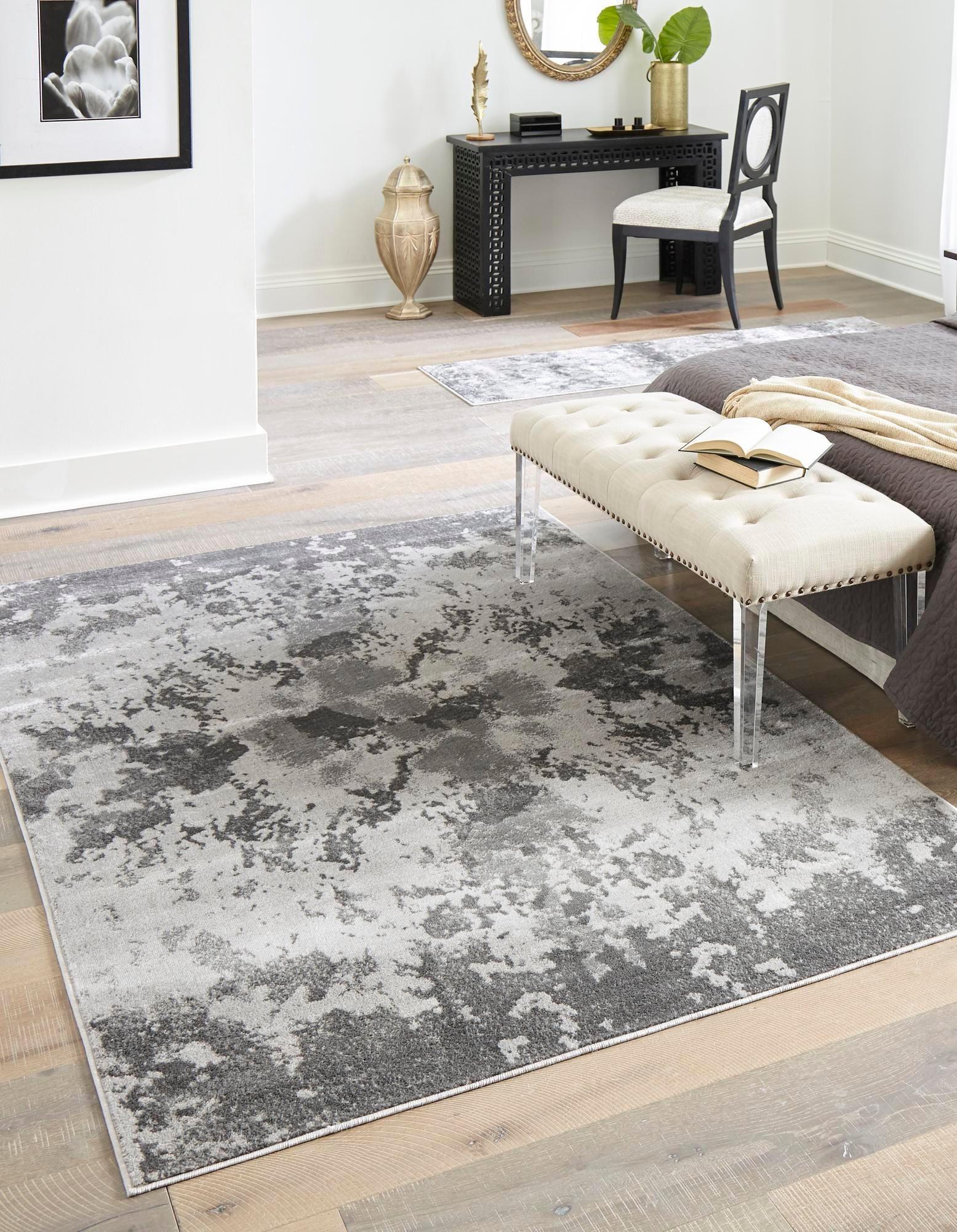 Unique Loom Metro Rug Light Gray/Gray 4' 1" x 6' 1" Rectangle Abstract Contemporary Perfect For Living Room Bed Room Dining Room Office