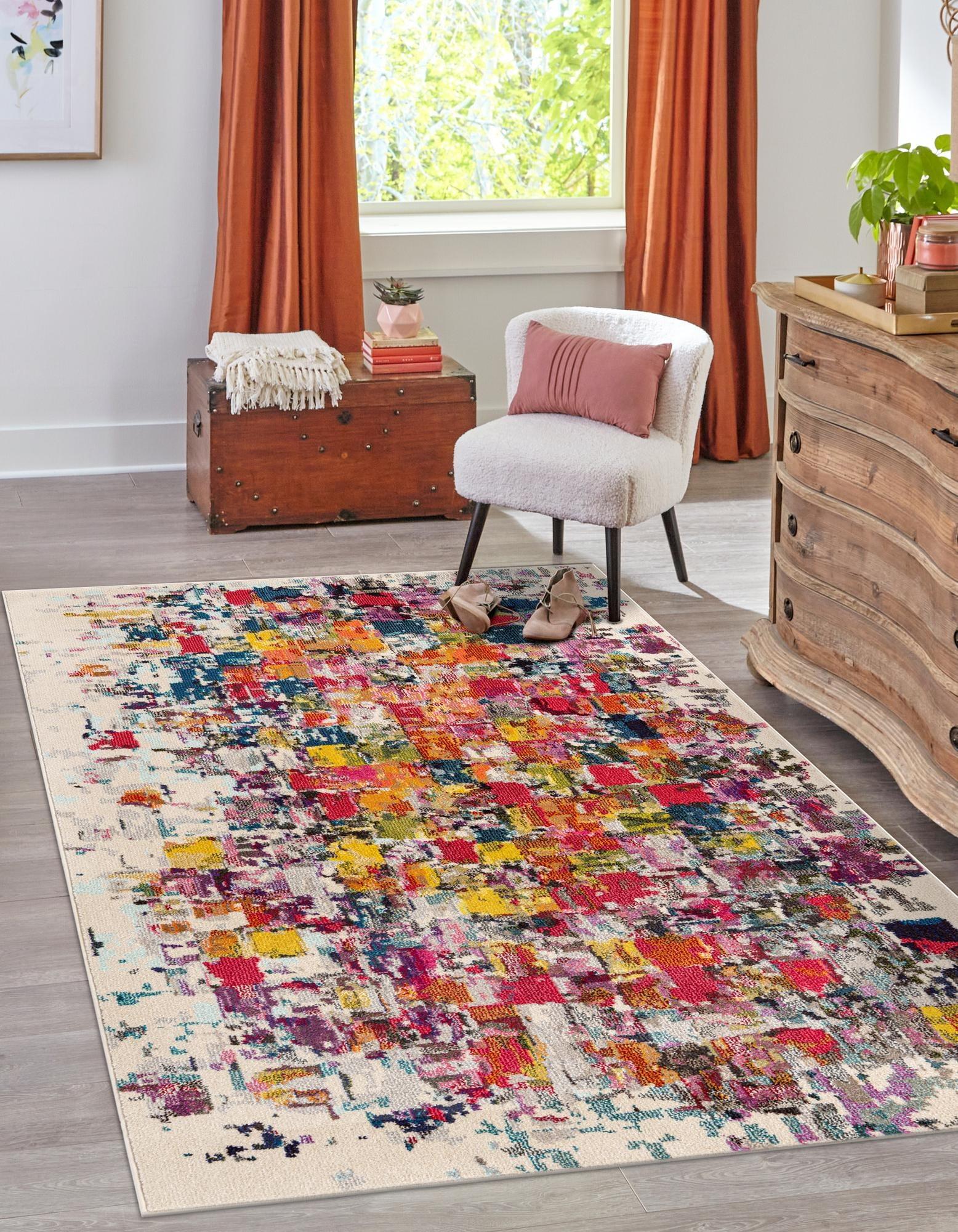 Unique Loom Estrella Collection Area Rug - Mila (3' 3" x 5' 3" Rectangle Multi/Beige)