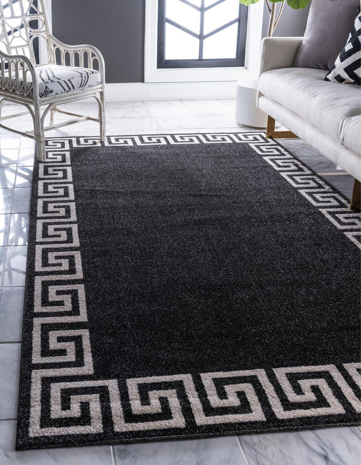 Athens Charcoal Black 3'3" x 5'3" Geometric Synthetic Area Rug