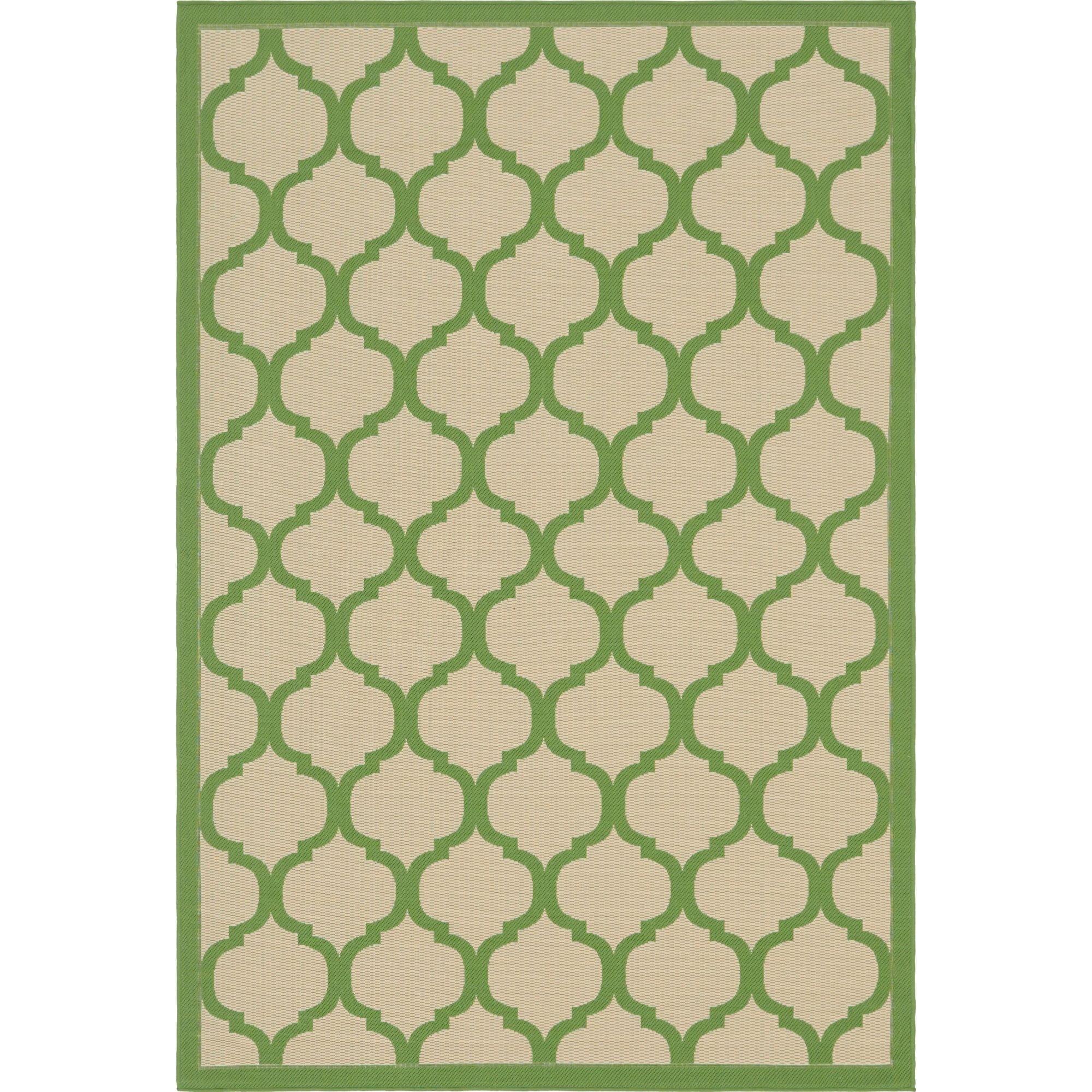 Unique Loom 6' 1 x 9' 0 Beige and Green Outdoor Trellis Moroccan Area Rug