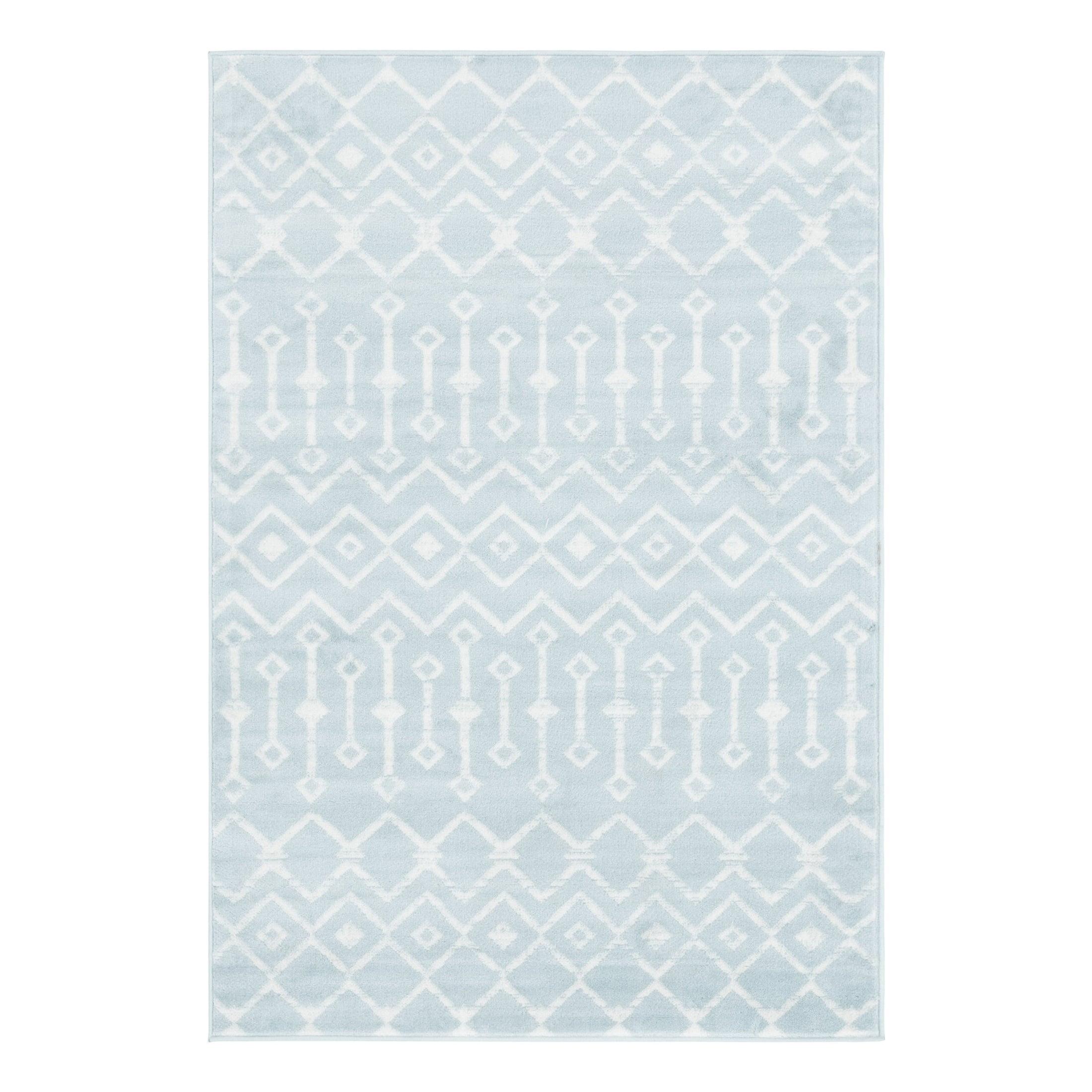 Unique Loom 4' 1 x 6' 1 Rectangle Moroccan Trellis Light Blue Area Rug