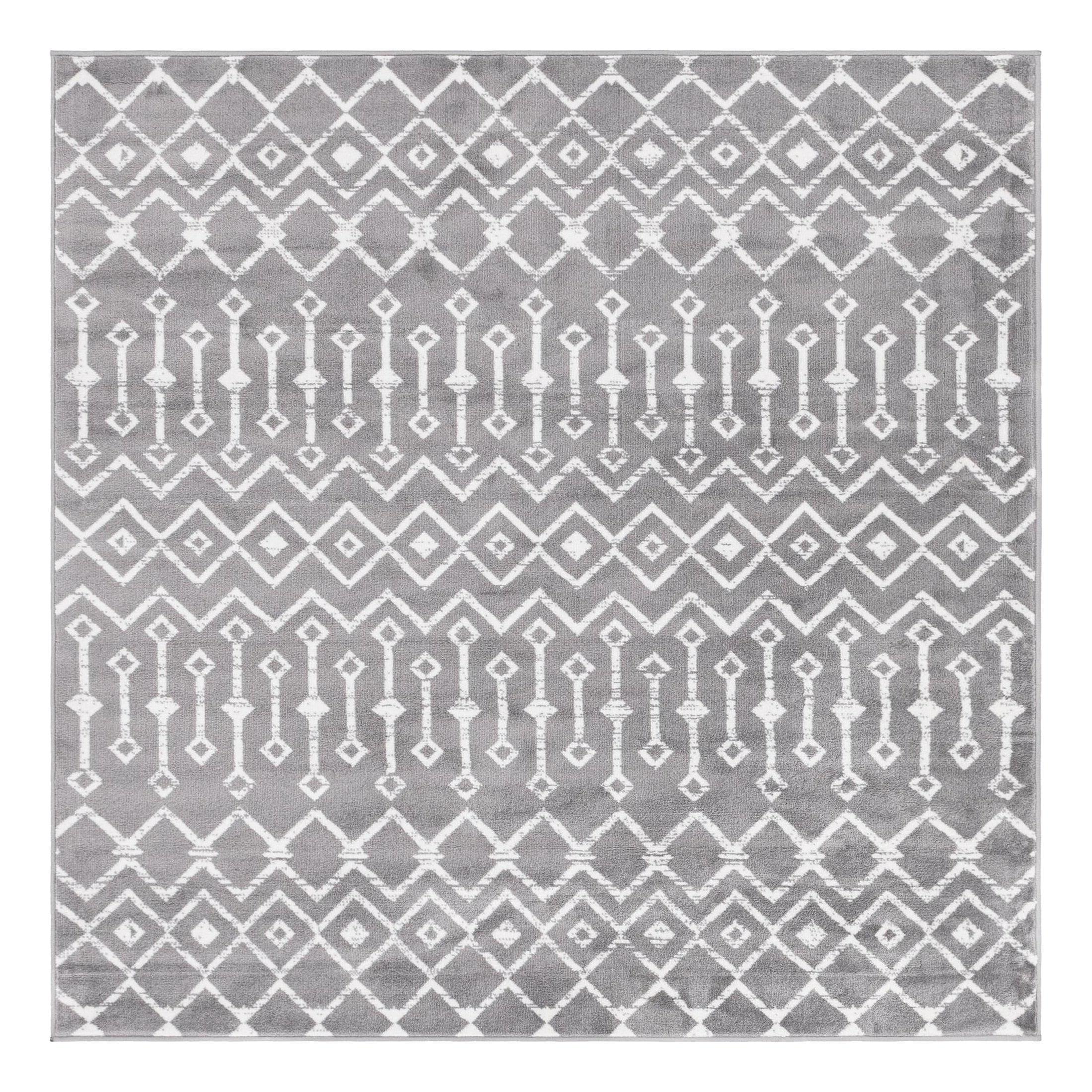 Unique Loom 6' 0 x 6' 0 Square Moroccan Trellis Gray Area Rug