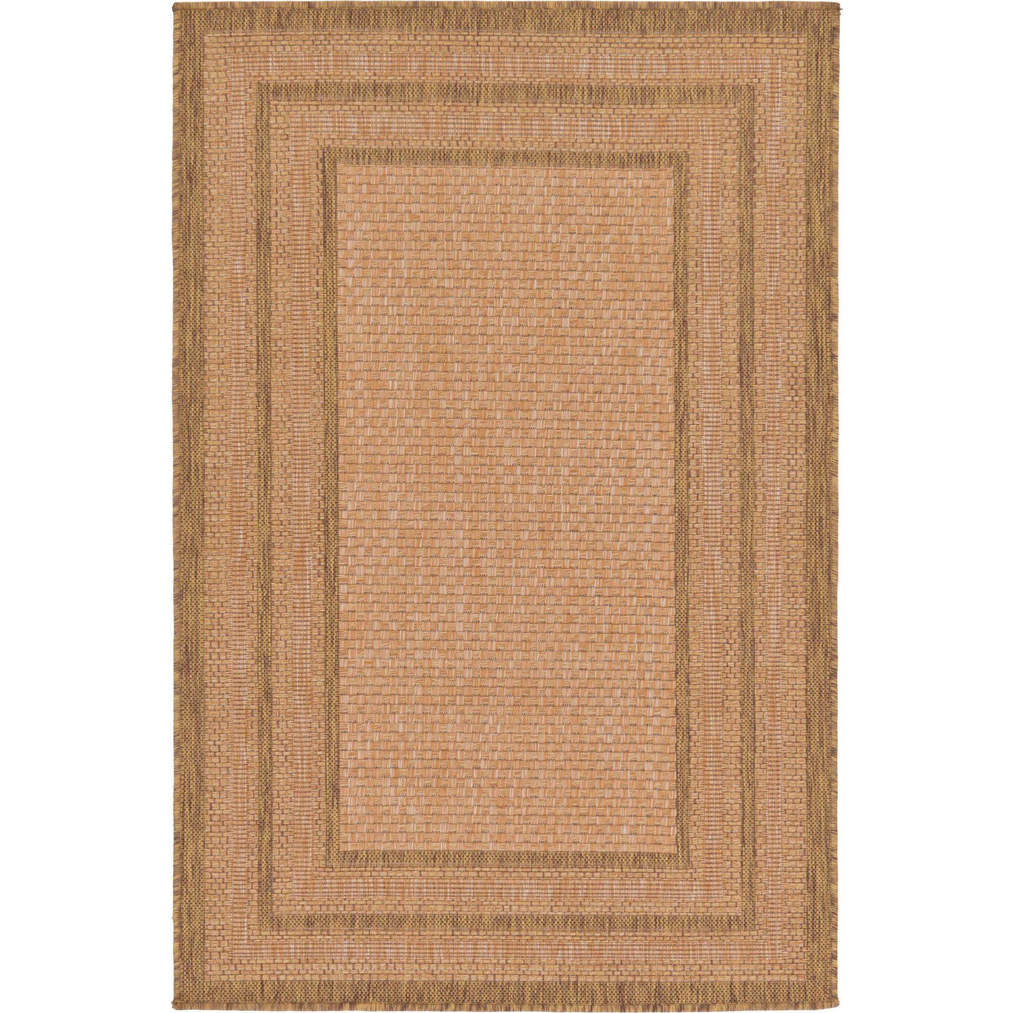 Elegant 5x8 ft Multi & Light Brown Synthetic Outdoor Rug