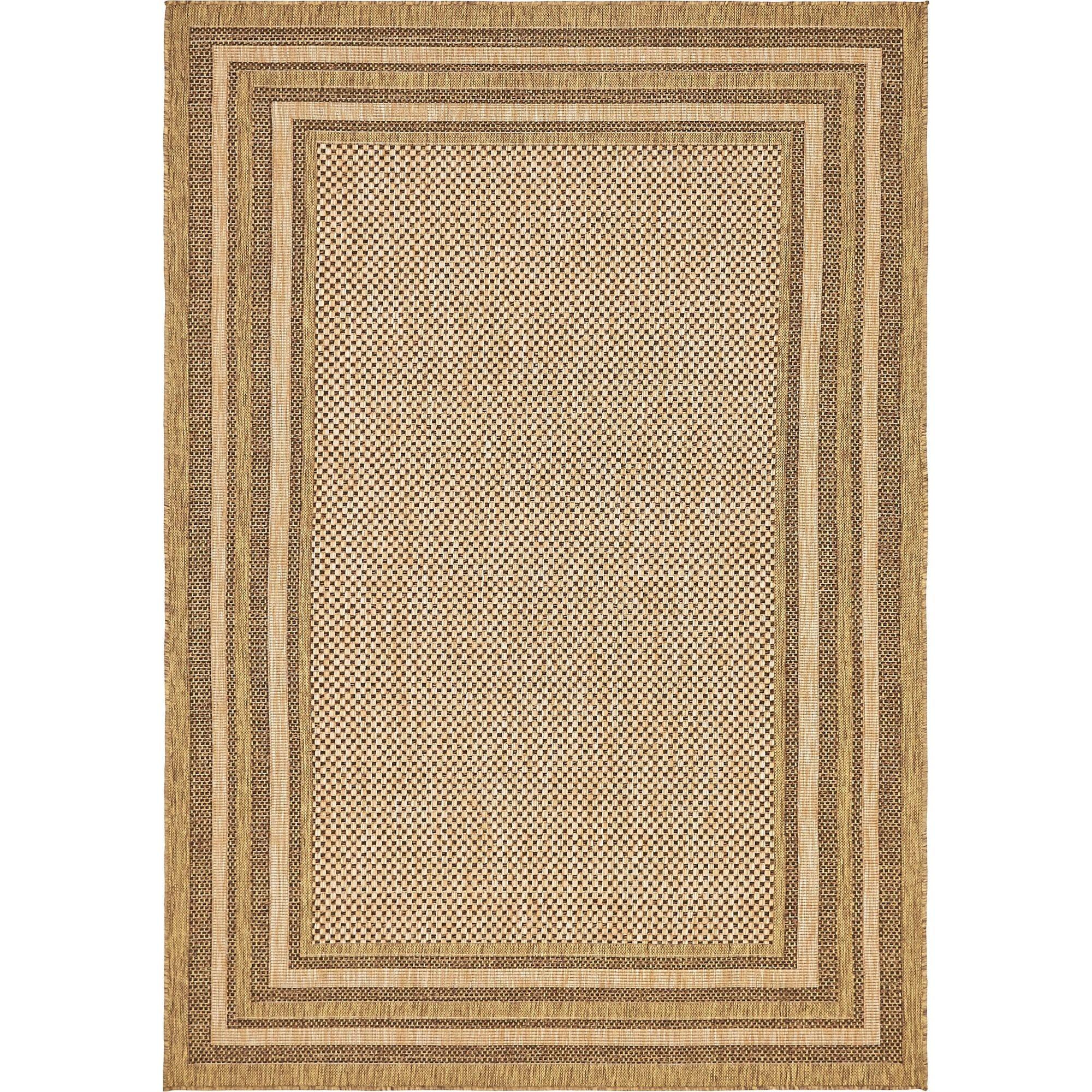 6' x 9' Reversible Multi-Brown Synthetic Outdoor Rug