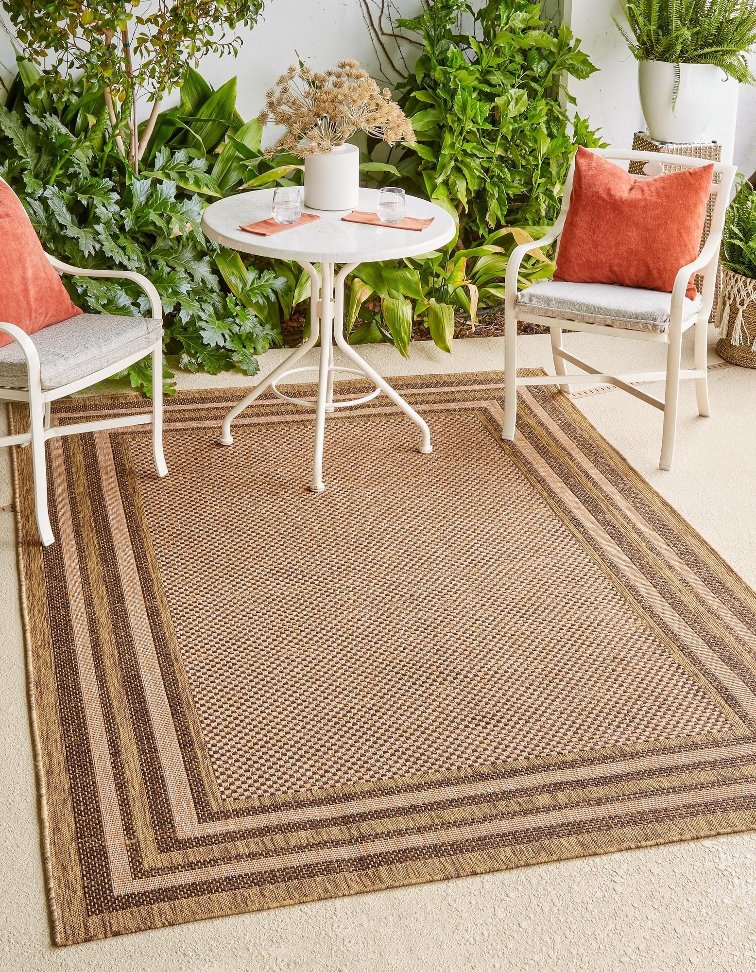 6' x 9' Reversible Multi-Brown Synthetic Outdoor Rug