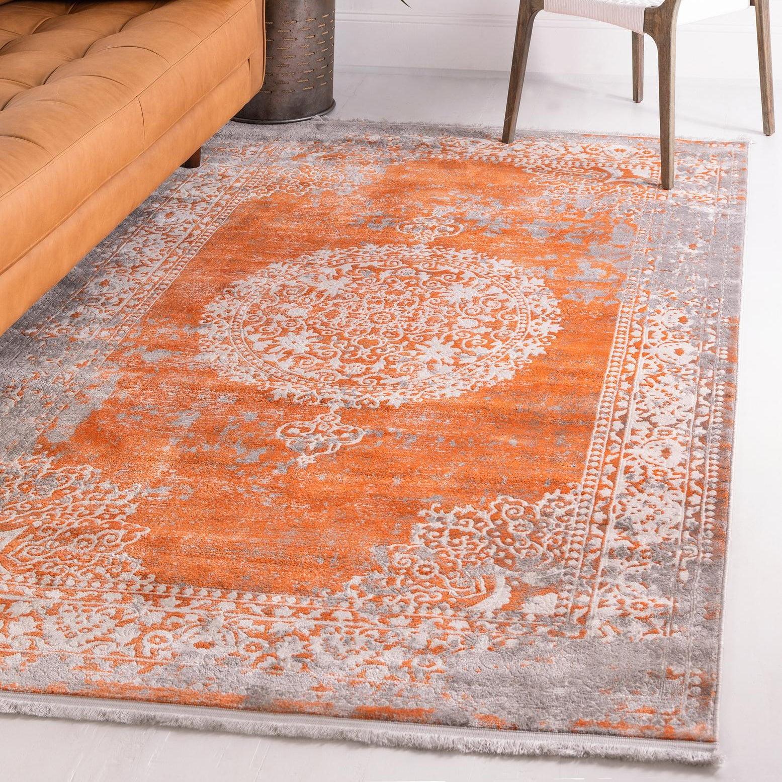 Unique Loom New Classical Collection Area Rug - Olwen (8' x 11' 4" Rectangle Terracotta/Gray)