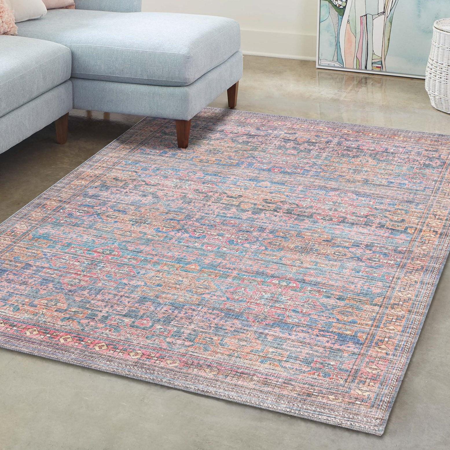 Unique Loom 9' 2 x 12' 0 Nostalgia Bliss Machine Washable Antique Blue Area Rug