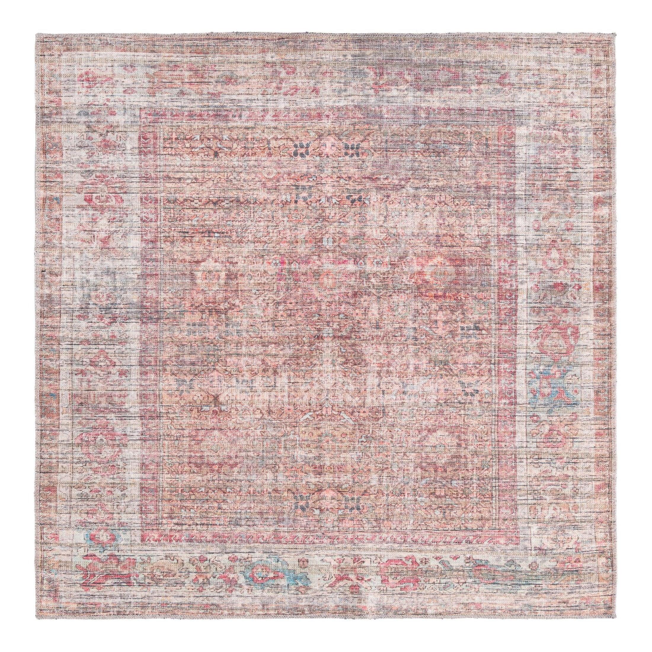 Unique Loom 5' 3 x 5' 3 Nostalgia Euphoria Machine Washable Rust Red and Brown Area Rug