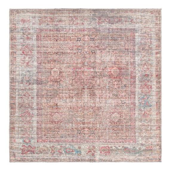 Unique Loom 5' 3 x 5' 3 Nostalgia Euphoria Machine Washable Rust Red and Brown Area Rug
