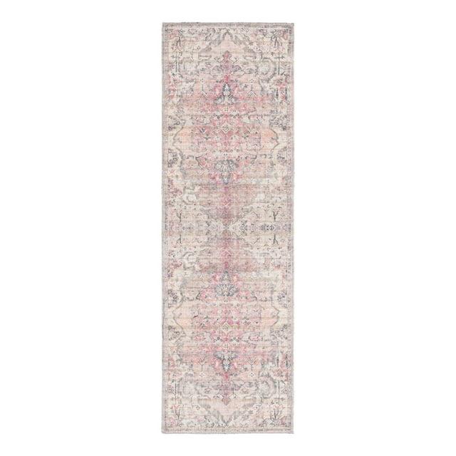 Unique Loom 2' 0 x 6' 0 Nostalgia Meknes Machine Washable Beige Pink Area Rug