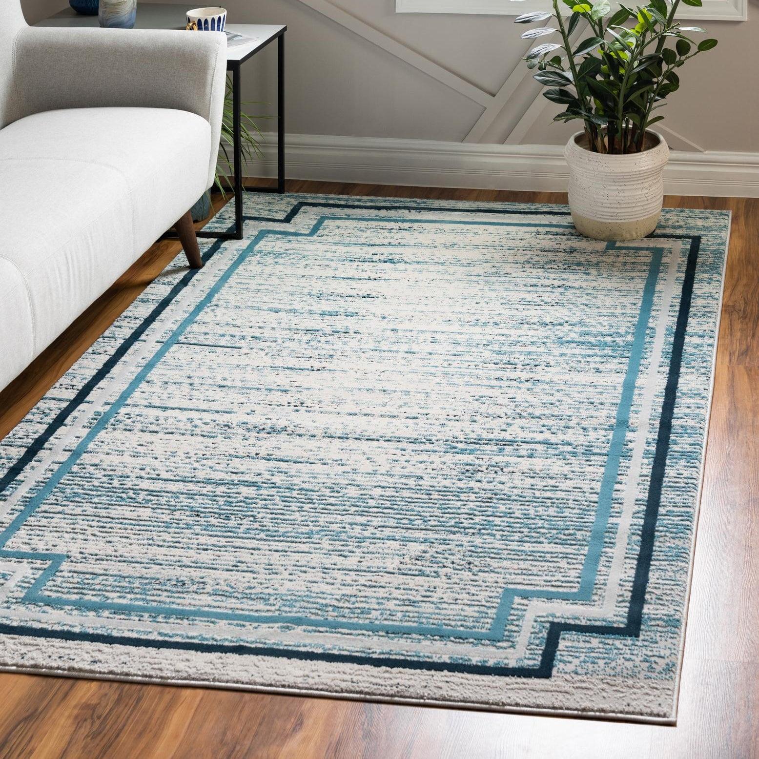 Unique Loom Oasis Collection Area Rug - Fountain (2'  x 3' Rectangle Blue/Ivory)