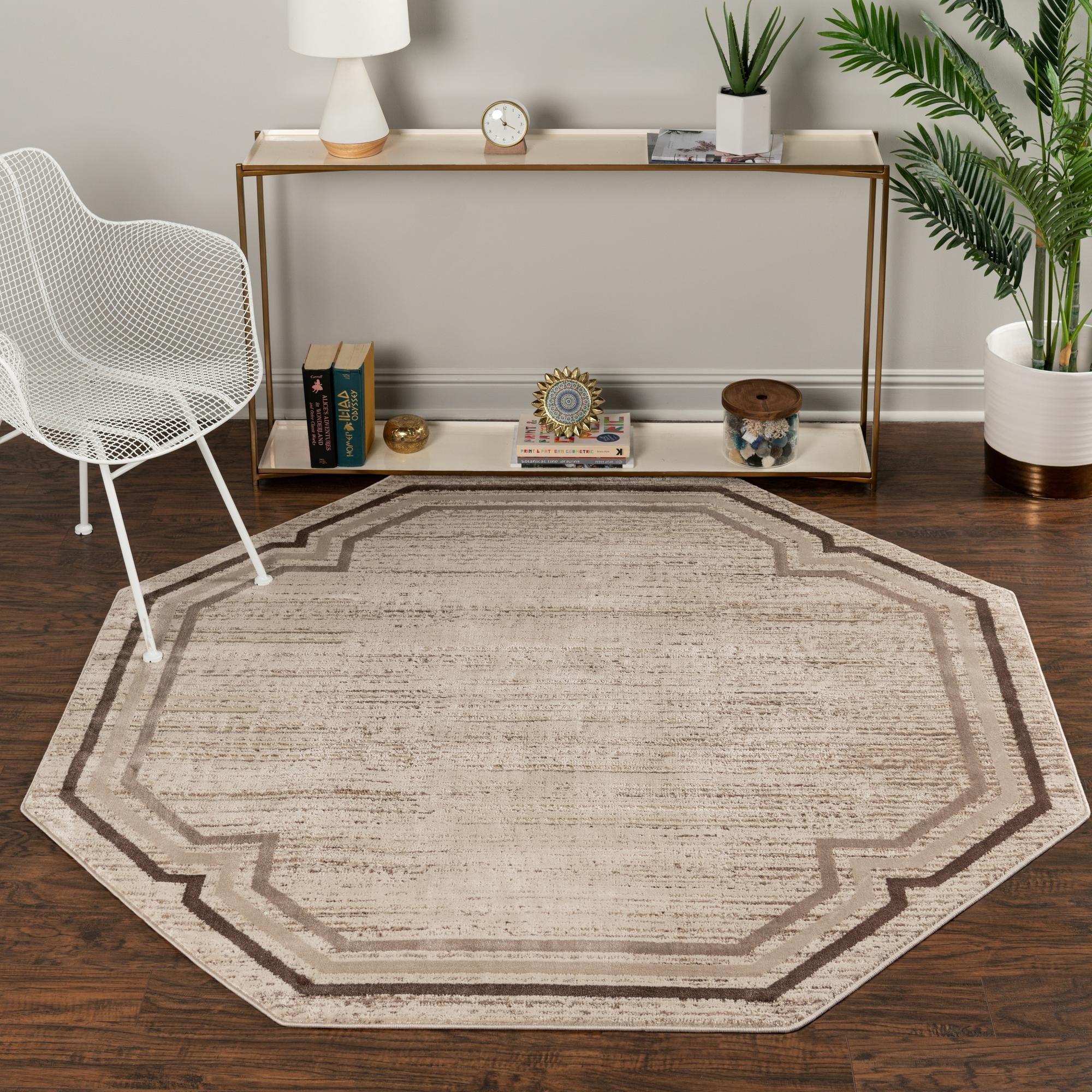 Unique Loom Oasis Collection Area Rug - Fountain (6'  Octagon Brown/Beige)