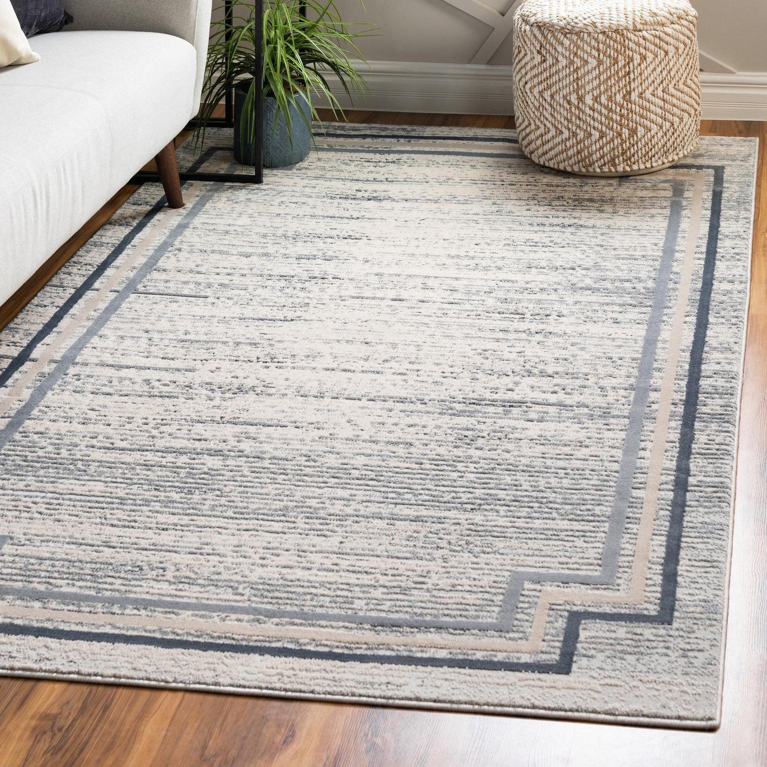 Unique Loom Oasis Collection Area Rug - Fountain (6'  x 9' Rectangle Gray/Ivory)