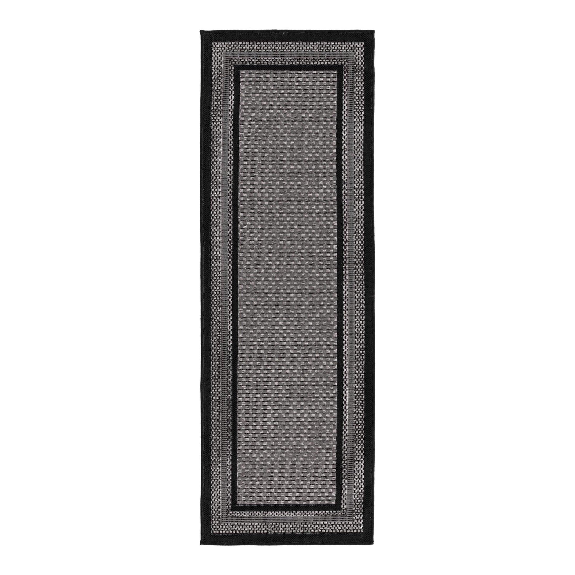Unique Loom Outdoor Border Collection Area Rug - Multi Border (2' 2" x 6' 1" Runner Gray/Black)
