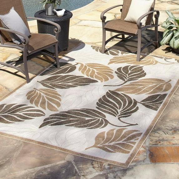 Unique Loom 7' 1 x 10' 0 Beige Outdoor Botanical Augusta Area Rug