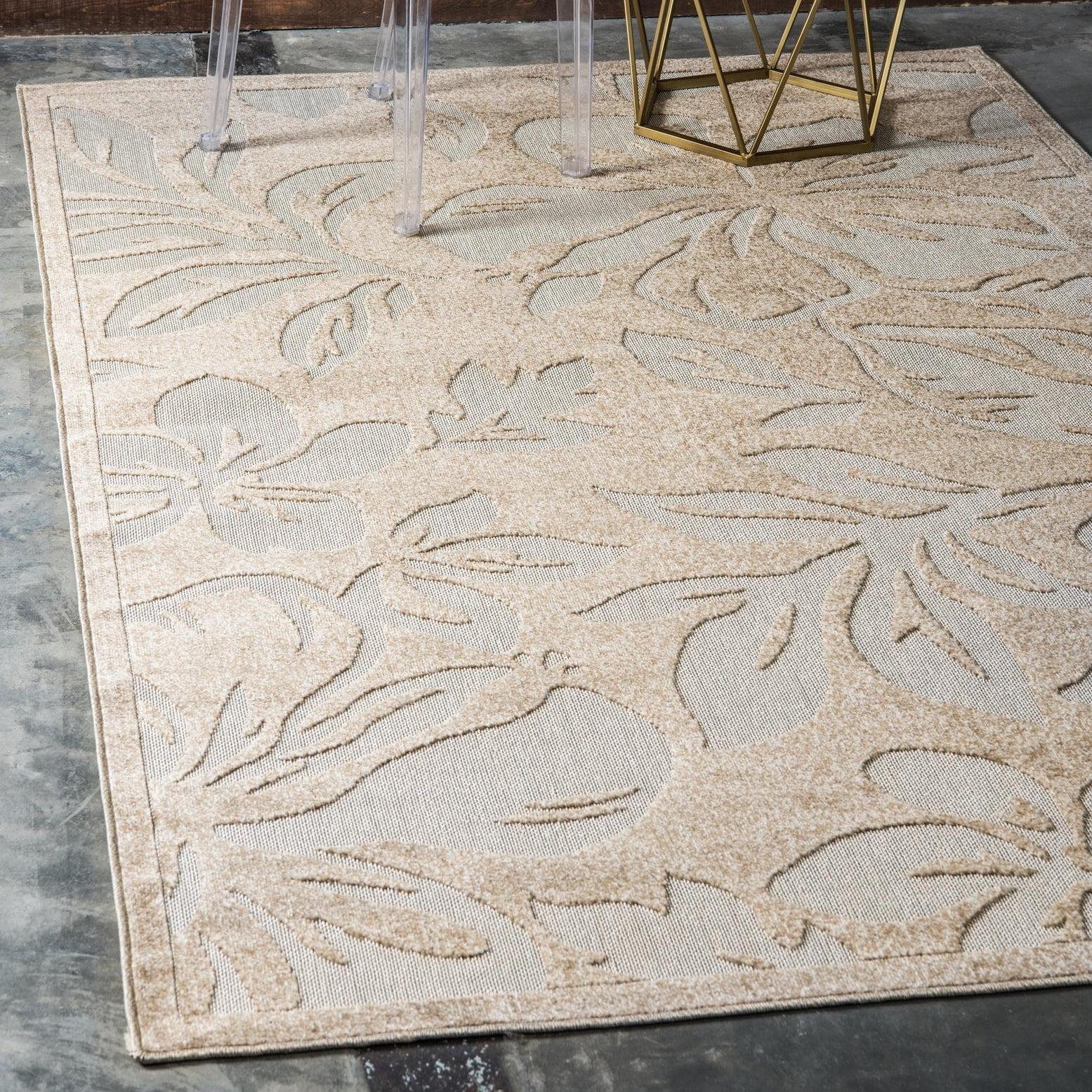 Unique Loom 7' 1 x 10' 0 Beige Outdoor Botanical Jacksonville Area Rug