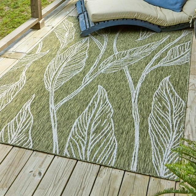 Unique Loom 5' 1 x 8' 0 Rectangle Indoor/Outdoor Botanical Green Area Rug