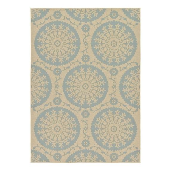 Unique Loom Outdoor Botanical Collection Area Rug - Medallion (7' 1" x 10' Rectangle Aqua/Beige)