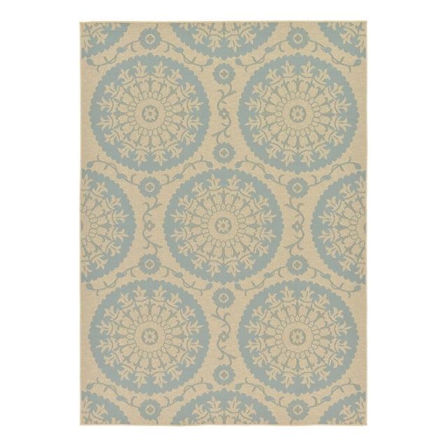 Unique Loom Outdoor Botanical Collection Area Rug - Medallion (7' 1" x 10' Rectangle Aqua/Beige)
