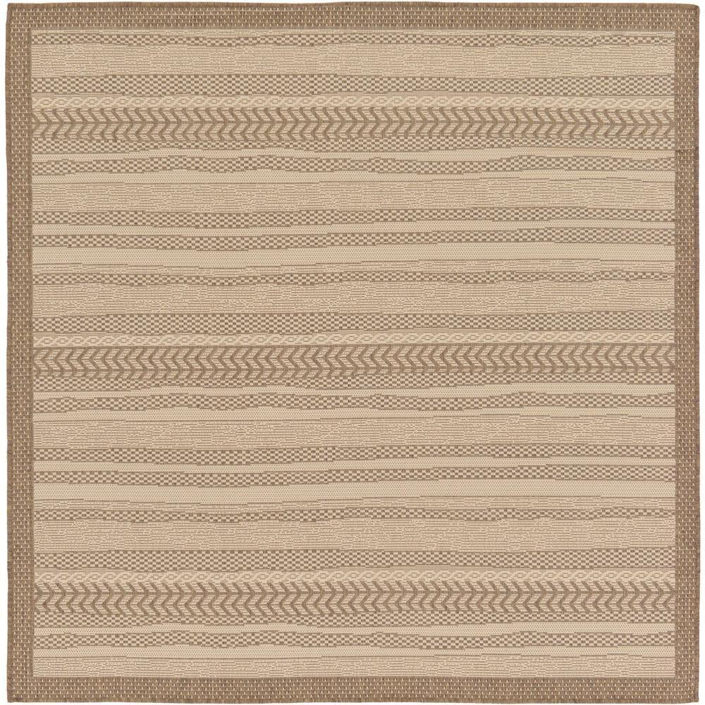 Unique Loom Outdoor Lines Rug, Brown (6' 0 x 6' 0)