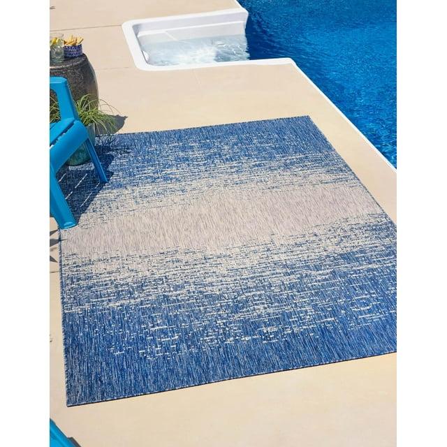 Unique Loom 6' 1 x 9' 0 Rectangle Indoor/Outdoor Modern Blue Area Rug