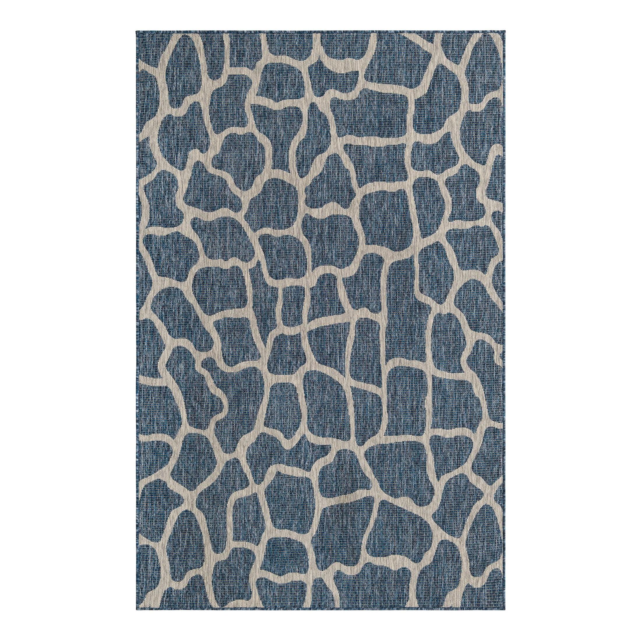 Unique Loom 5' 1 x 8' 0 Rectangle Indoor/Outdoor Safari Blue Area Rug