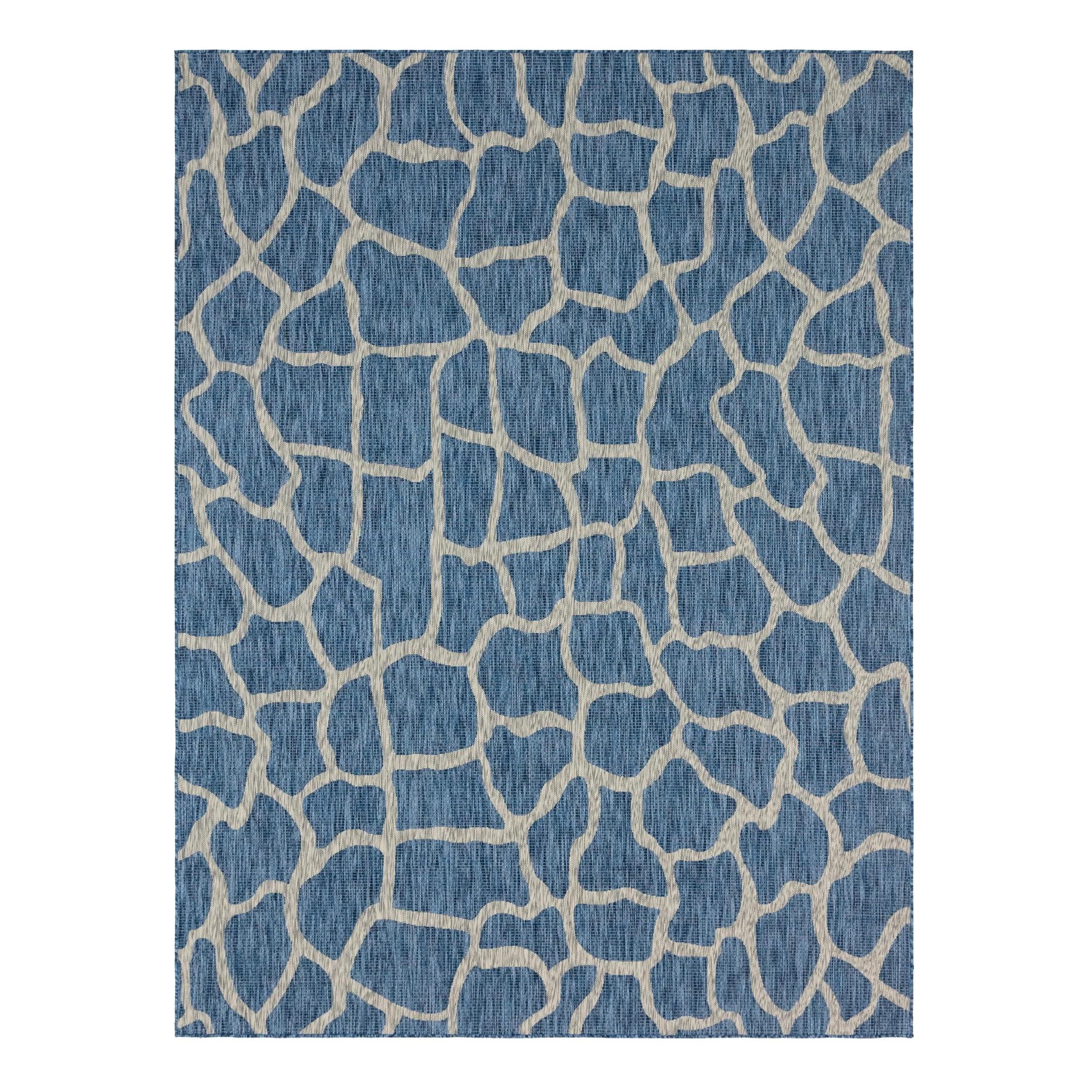 Unique Loom 9' 0 x 12' 2 Rectangle Indoor/Outdoor Safari Blue Area Rug