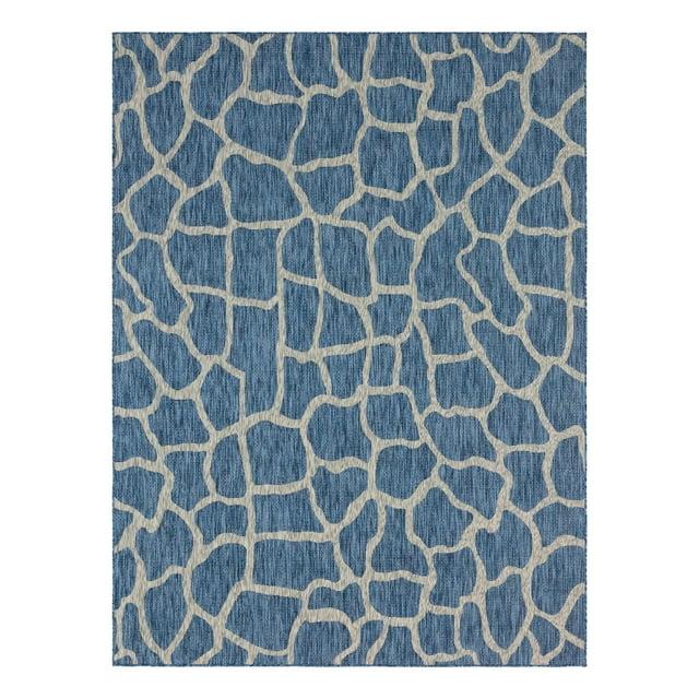 Unique Loom 9' 0 x 12' 2 Rectangle Indoor/Outdoor Safari Blue Area Rug