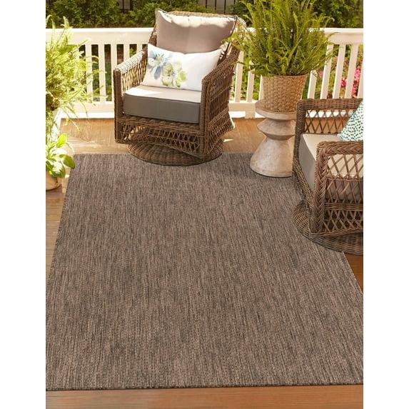 Unique Loom 9' 0 x 12' 0 Rectangle Indoor/Outdoor Solid Light Brown Area Rug