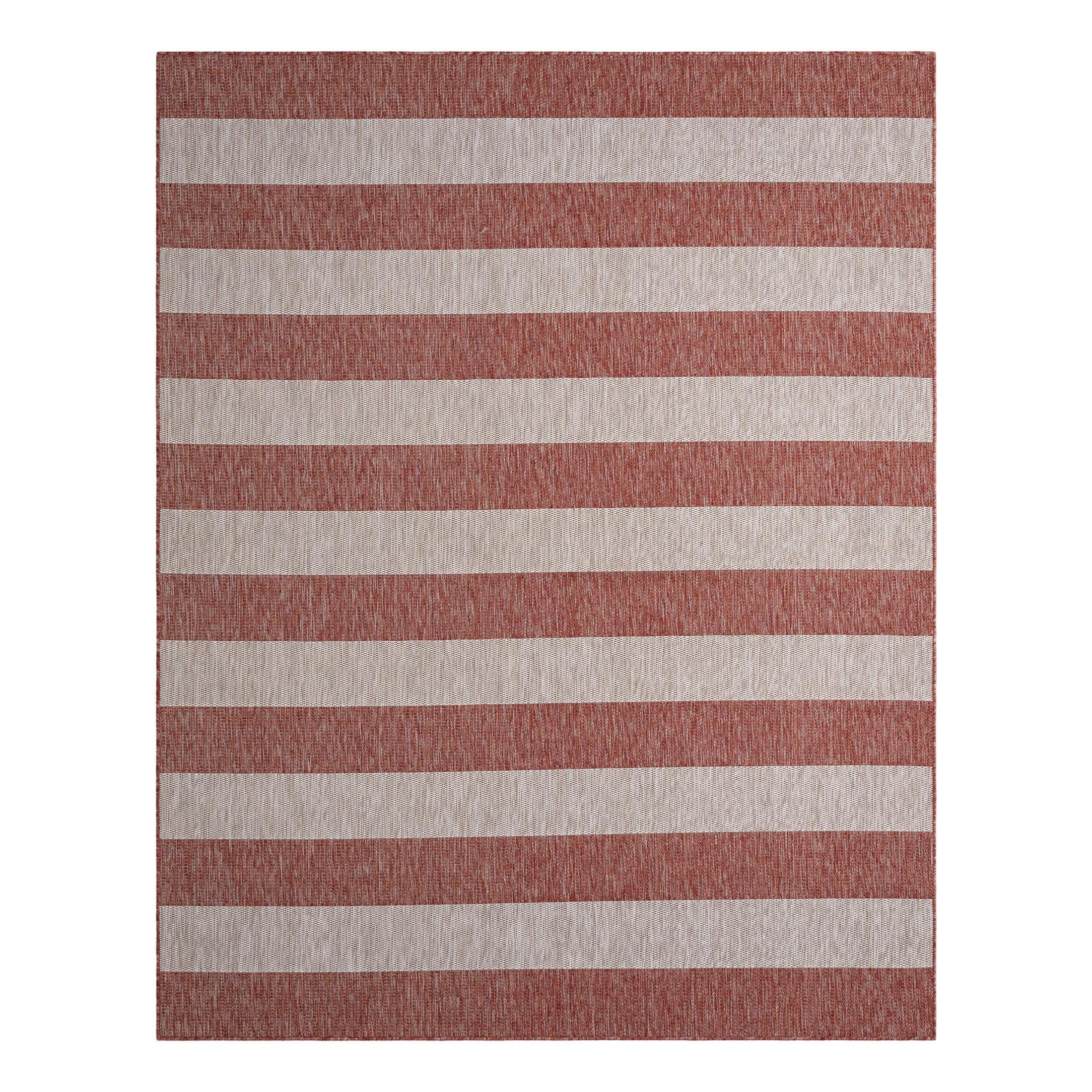 Unique Loom 7' 1 x 10' 0 Rectangle Indoor/Outdoor Striped Rust Red Area Rug