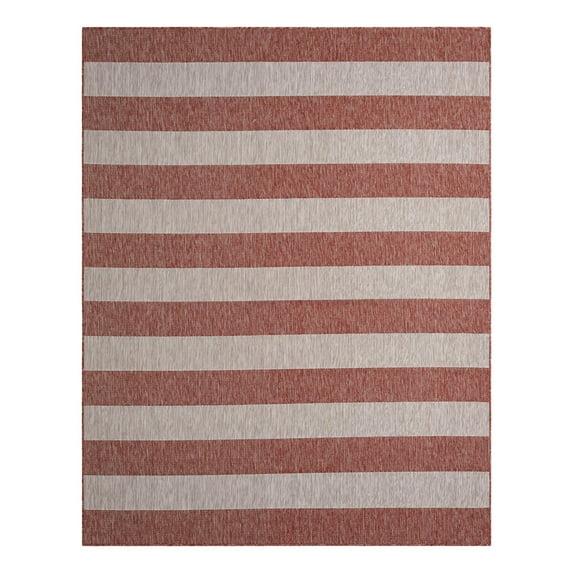 Unique Loom 7' 1 x 10' 0 Rectangle Indoor/Outdoor Striped Rust Red Area Rug