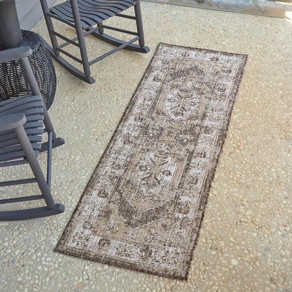 Unique Loom 2' 0 x 6' 0 Runner Indoor/Outdoor Traditional Charcoal Runner Rug