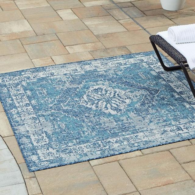 Unique Loom 5' 3 x 5' 3 Square Indoor/Outdoor Traditional Blue Area Rug