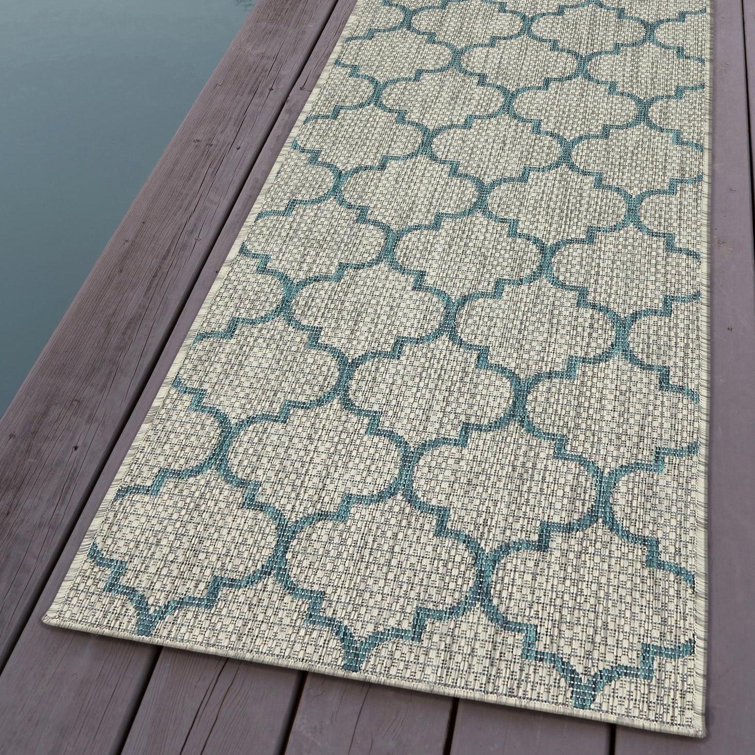 Unique Loom 2' 0 x 6' 1 Runner Indoor/Outdoor Trellis Gray Runner Rug