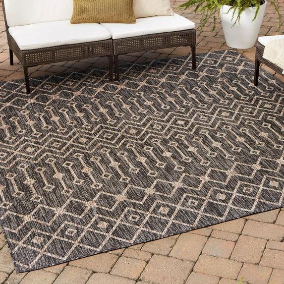 Unique Loom 5' 3 x 5' 3 Square Indoor/Outdoor Trellis Charcoal Gray Area Rug