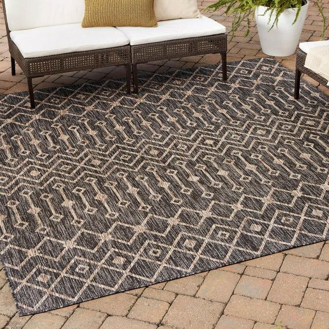 Unique Loom 5' 3 x 5' 3 Square Indoor/Outdoor Trellis Charcoal Gray Area Rug
