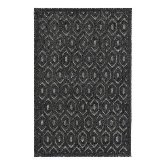 Unique Loom Outdoor Trellis Textured Collection Area Rug - Spatial (4' x 6' Rectangle Charcoal/Ivory)