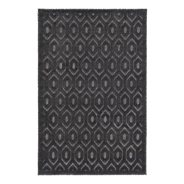 Unique Loom Outdoor Trellis Textured Collection Area Rug - Spatial (4' x 6' Rectangle Charcoal/Ivory)