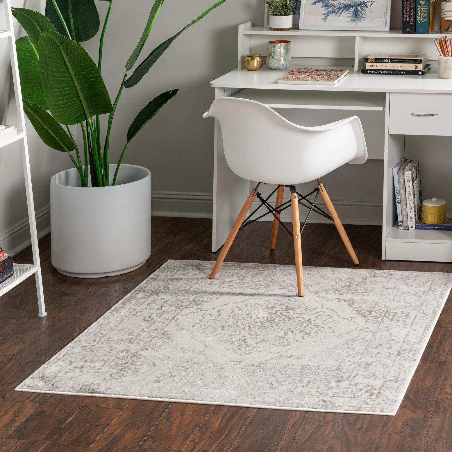 Unique Loom Oxford Collection Area Rug - Bodleian (6'  Square Ivory/Gray)