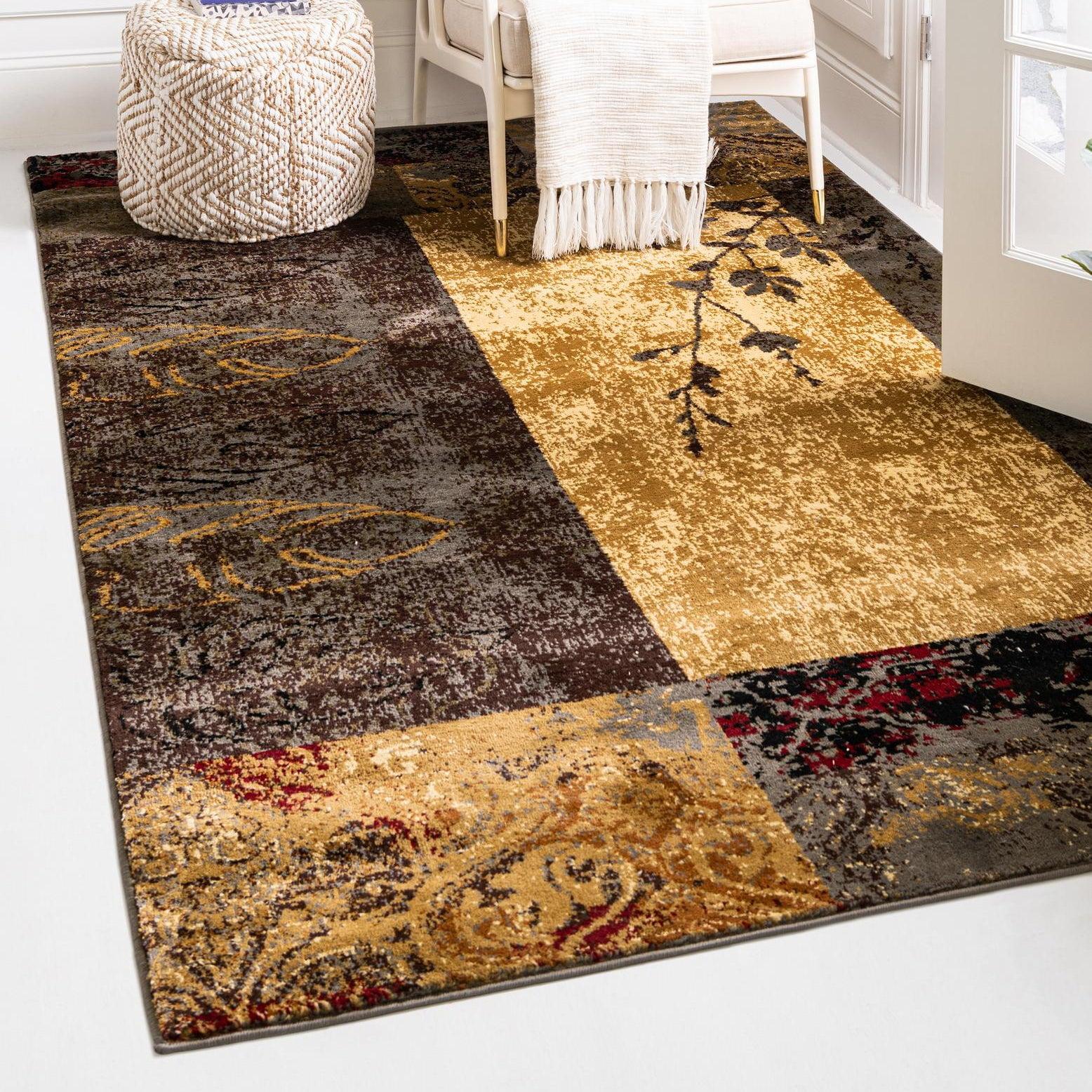 Unique Loom Barista Collection Area Rug - Pache (4' 1" x 6' 1" Rectangle Beige/Black)