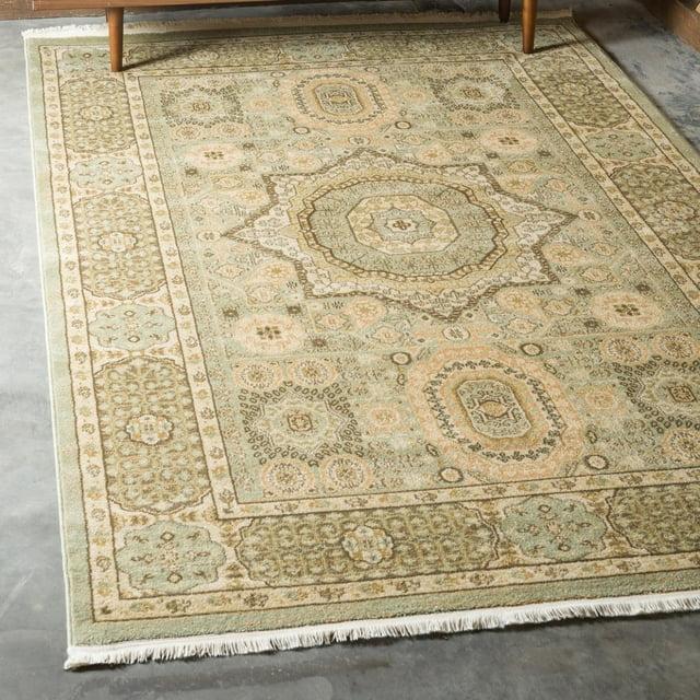 Unique Loom Palace Collection Area Rug - Amber (9'  x 12' Rectangle Light Green/Cream)