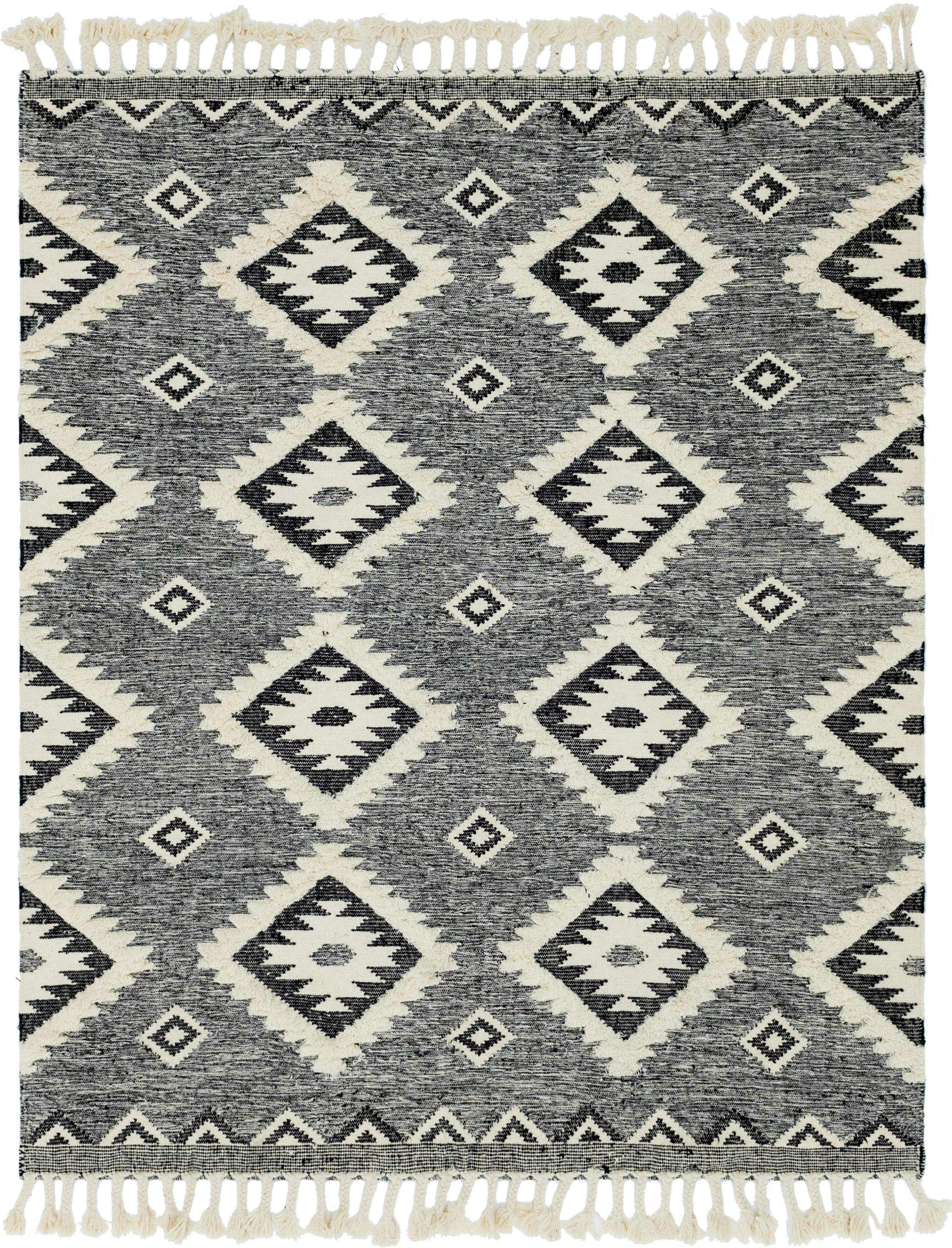 Charcoal Geometric Wool 8' x 10' Handmade Area Rug