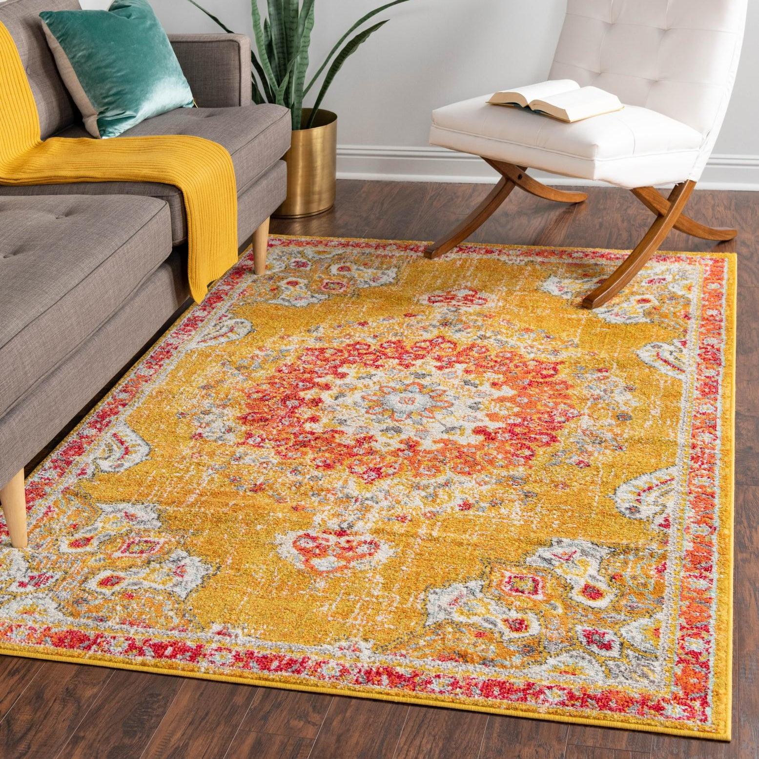 Unique Loom Penrose Collection Area Rug - Alexis (2' 2" x 3' 1" Rectangle Gold/Gray)