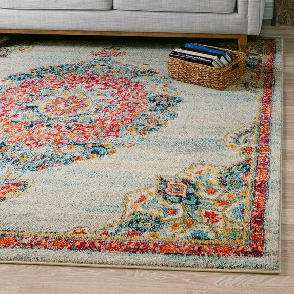 Unique Loom Penrose Collection Area Rug - Alexis (8' Square Ivory/Blue)