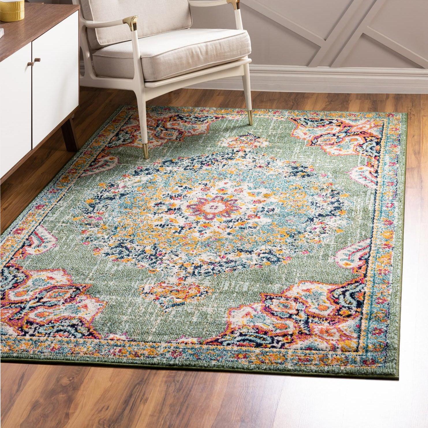 Unique Loom Penrose Collection Area Rug - Alexis (8' x 10' Rectangle Green/Black)
