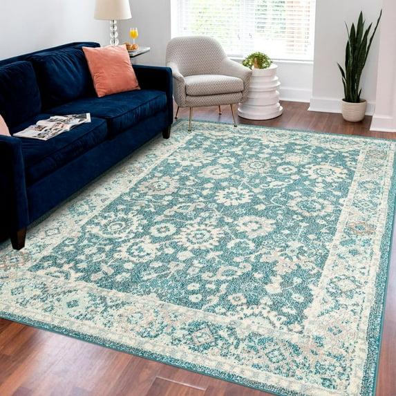 Unique Loom Penrose Collection Area Rug - Krystle (10'  x 14' 1" Rectangle Turquoise/Beige)